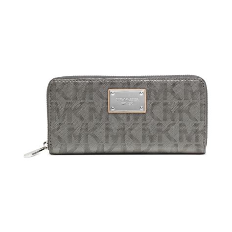 michael kors saffiano leather zip around wallet gray|michael kors leather continental wallet.